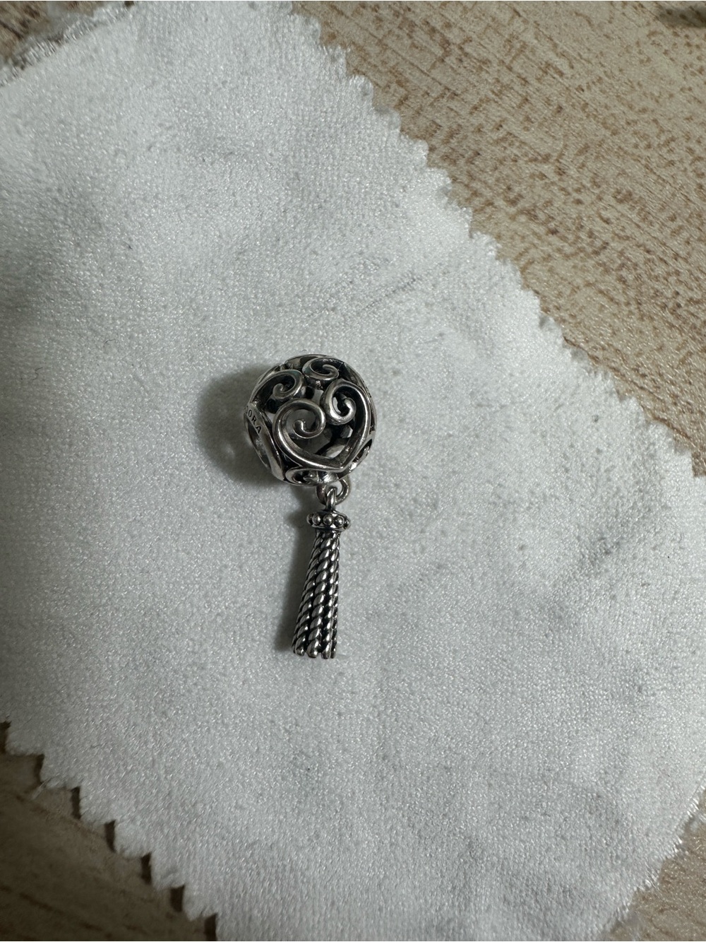 Pandora Silver Filigree Tassel Charm Pendant